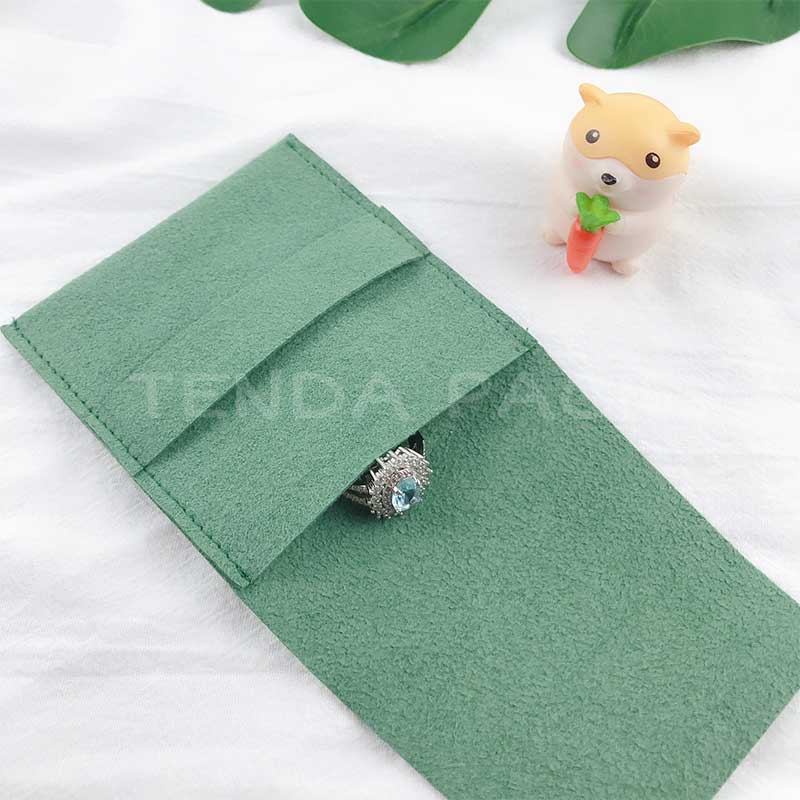 Light Green Microfiber Jewelry Pouches - Custom Packaging, Boxes, Bags