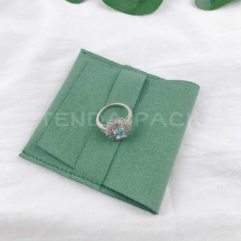 Light Green Microfiber Jewelry Pouches - Custom Packaging, Boxes, Bags