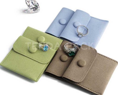 Light Green Microfiber Jewelry Pouches - Custom Packaging, Boxes, Bags