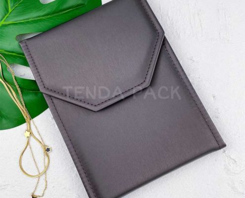 Personalised Leather Jewellery Pouch in Black Cream Green 